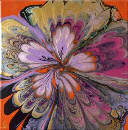 Akryl maleri Peacock flower - Orangey af Catlen Gjøl malet i 2023