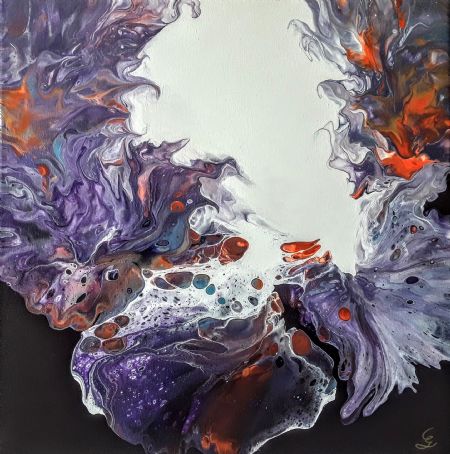 Akryl maleri Purple sea splash af Catlen Gjøl malet i 2023